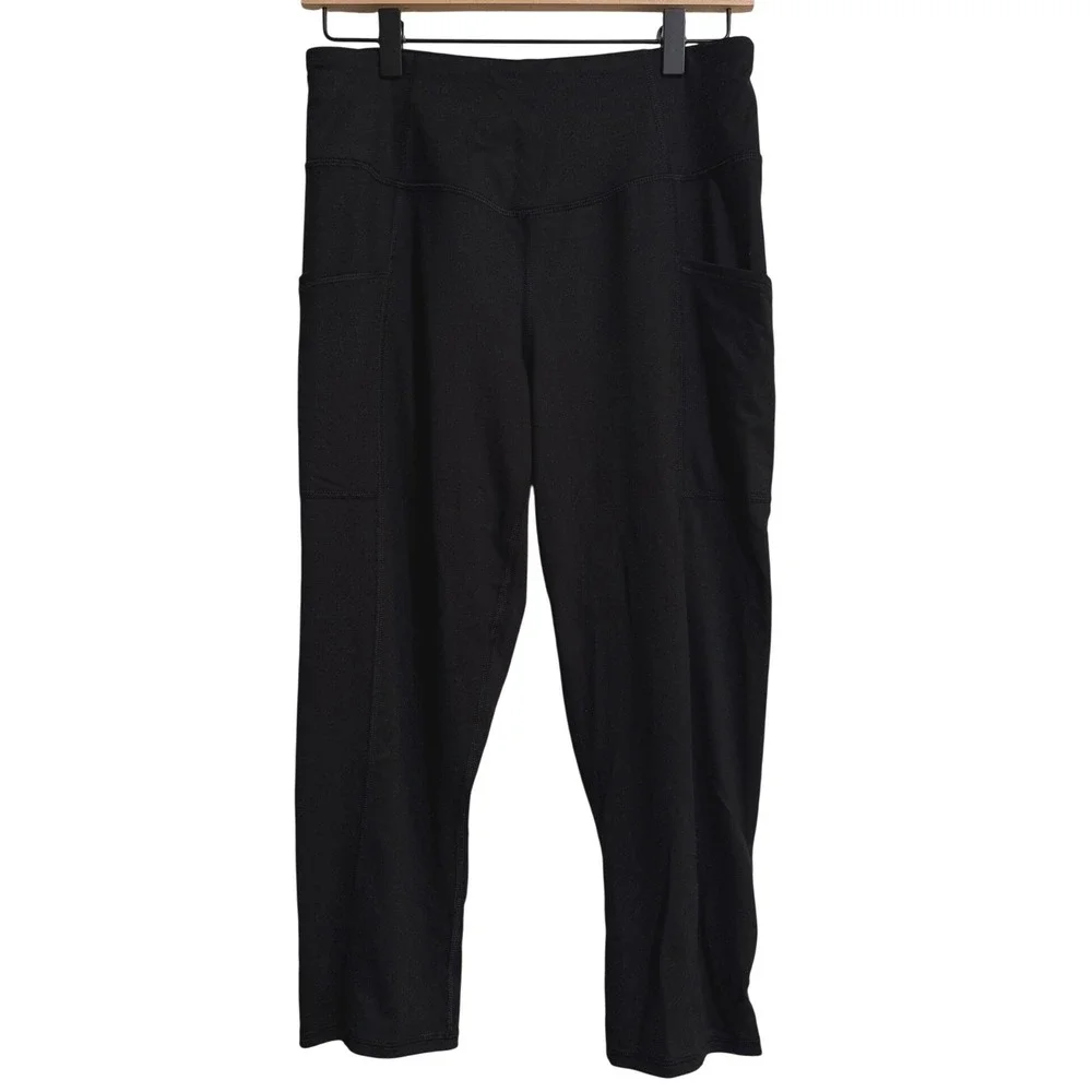 Maurices Womens Black High Waisted Cropped Luxe Leggings with Pockets Size M
